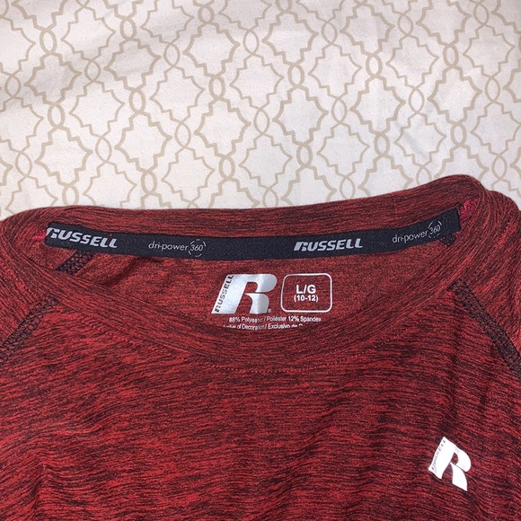 Red Russell Kids Thermal Dri-Power 360 Longsleeve Shirt - Picture 5 of 7